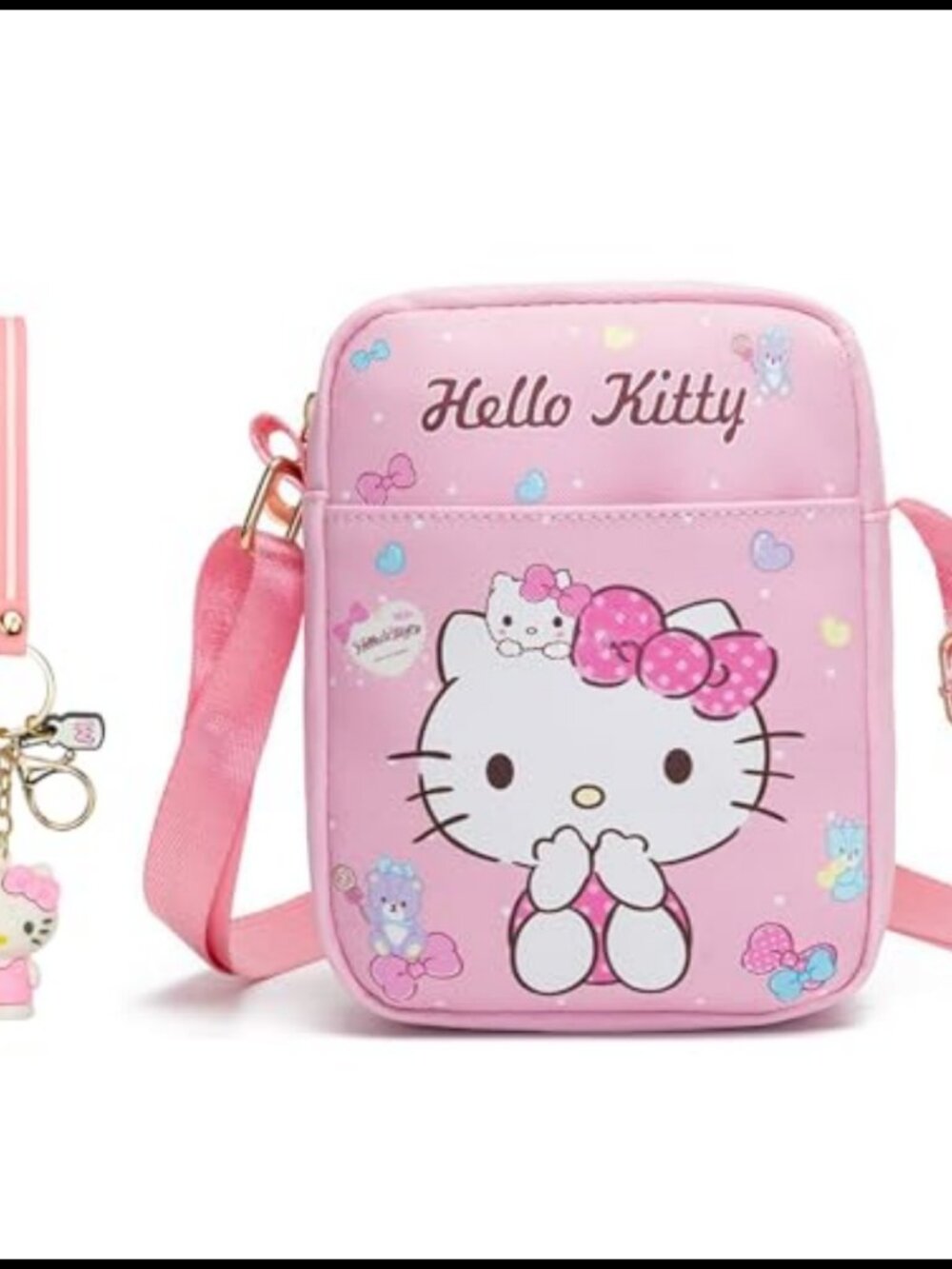 Cartoon Mini Crossbody Bag PU Leather Adjustable Strap Gift 2Pcs